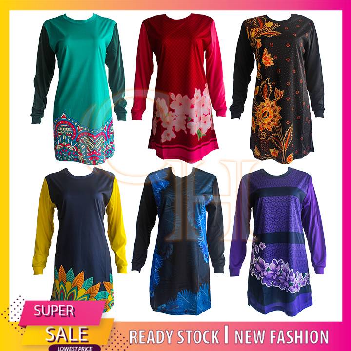 Muslimah Jersey Design Menarik Baru Perempuan Lengan Panjang Kain Jersey Full Printing Msa7
