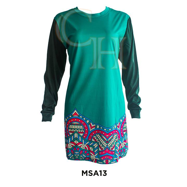 Muslimah Jersey Design Menarik Baru Perempuan Lengan Panjang Kain Jersey Full Printing Msa7