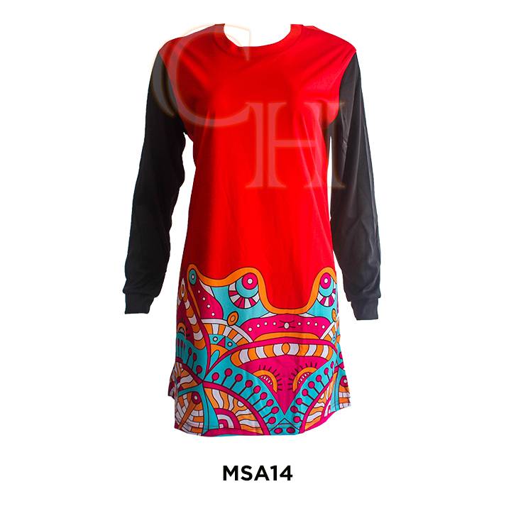 Muslimah Jersey Design Menarik Baru Perempuan Lengan Panjang Kain Jersey Full Printing Msa7