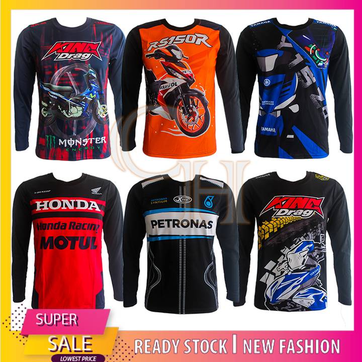 Harga Borong Men Jersey T Shirt Motor Long Sleeves Baju Jersi Lelaki Lengan Panjang Motor Mtlmotor